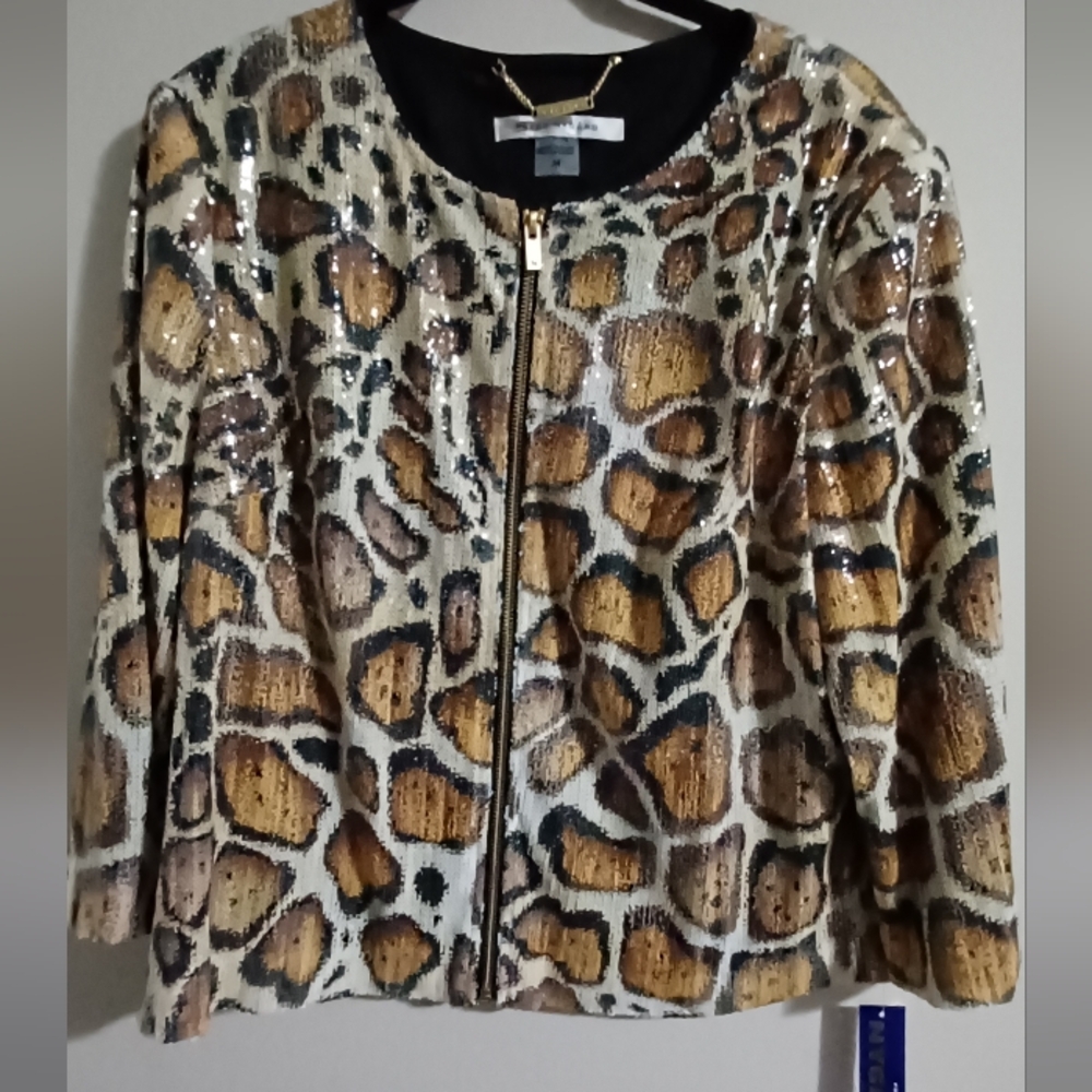 Peter Nygard Gold and Black Sequin Blazer